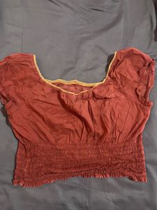 Chic Rusty Orange Square Neck Top