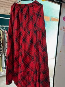 Red &amp; Black Plaid Maxi Skirt