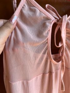 Sheer Mesh Nightgown - Pink