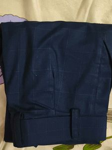 Kid's Navy Blue Checked Trousers