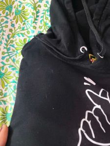 Black Graphic Print Hoodie