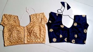 Elegant Blouse Set - Gold & Navy