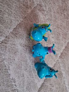 Cute Blue Hippo Figurines Set