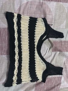 Striped Crochet Knit Top