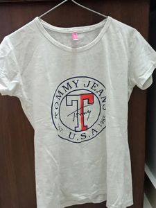 Pure Cotton White-greyish Tshirt For Girls Or Wome