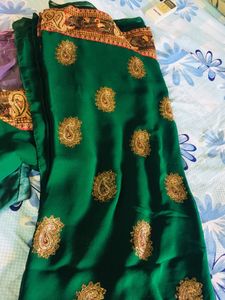 Heavy embroidered saree with Stitched blouse