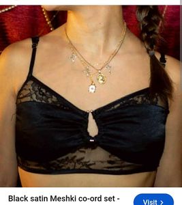 mishki Black Lace Trim Bra