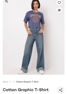 Cotton cropped Graphic Boston T-Shirt