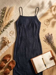 Newme Sleek Black Spaghetti Strap Dress