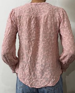 Chic Pink Star Textured Blouse