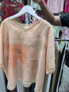 Sheer Floral V-Neck Top