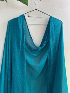 Teal Dupatta with Gold Dots