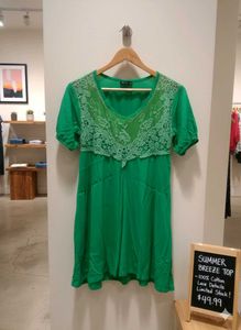 Green Embroidered Top