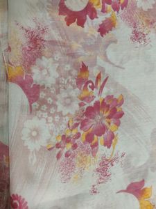 White and pink Floral Print Saree 💗🤍🌸
