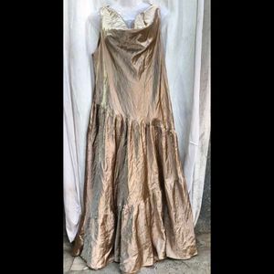 81712. Elegant Gold Tiered Maxi Dress