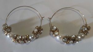 💫 Elegant Pearl &amp; Crystal Hoop Earrings