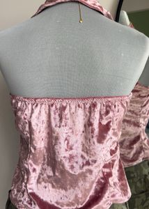 NEWME Lace Buttoned Halter Neck Top