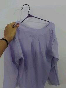Lilac V-Neck Long Sleeve Blouse