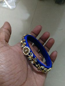 Blue &amp; Gold Decorated Bangle