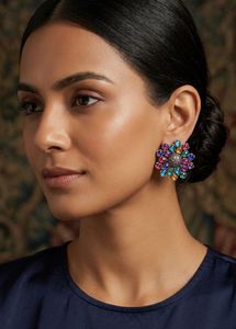 New Bohemian Multicolor Stone Stud Earrings