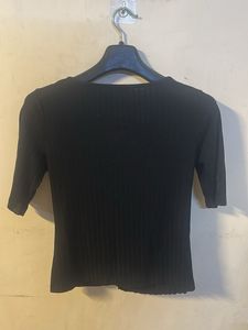 Cute Black Button-Up Crop Top