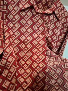 Retro Geometric Print Button-Up Shirt