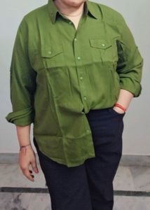 Stylish Olive Green Button-Up Shirt