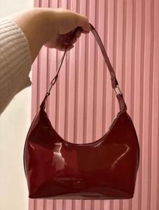 Glossy Red Maroon Hobo Shoulder Bag