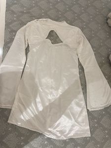 Elegant White satin party dress