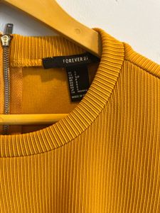 Forever 21-Ribbed Mustard Dress (S)