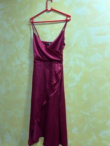 Satin Midi Wrap Dress