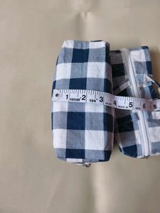 Set of 2 Blue &amp; White Gingham Pouches