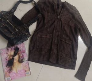 Vintage dark Brown Zip-Up Jacket