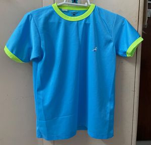Blue T-Shirt with Neon Trim