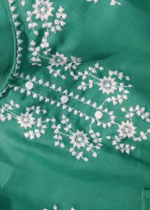 Elegant Teal Kurta with White Embroidery