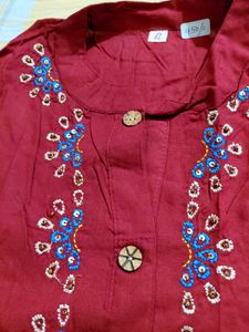 Maroon Printed Kurta