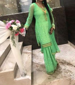 Vibrant Green Sharara Set with Embellishments