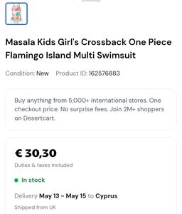 New Kids Flamingo Tropical Swimsuit Set 4 to 6 yrs