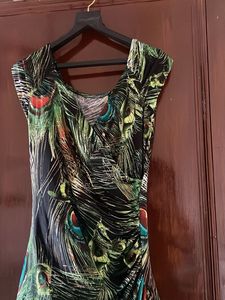 Stunning Peacock Print Wrap Dress