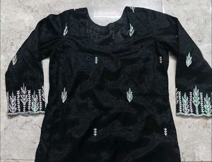 Black Embroidered Kurti with Pant