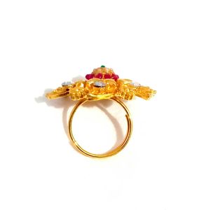Gold Plated Kundan Statement Ring
