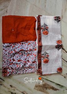 Orange Kurta Set with Floral Dupatta