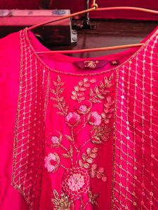 Red Embroidered Kurta Set with dupatta