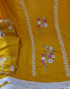 Fabric 5 Mtr Georgette With Cut Work Dupatta