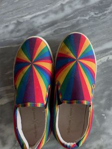 Vibrant Rainbow Slip-On Shoes