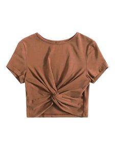 Brown Twist Front Crop Top