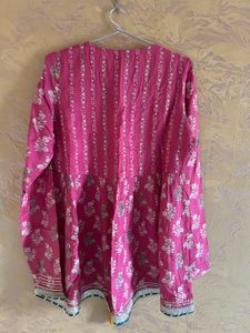 Elegant Pink Floral Kurta Sharara Set