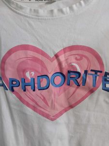 White Heart Graphic Cropped T-Shirt