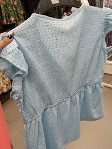 Baby Blue Textured Peplum Top