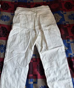 H&amp;M High Waist White Trouser jeans  (women)